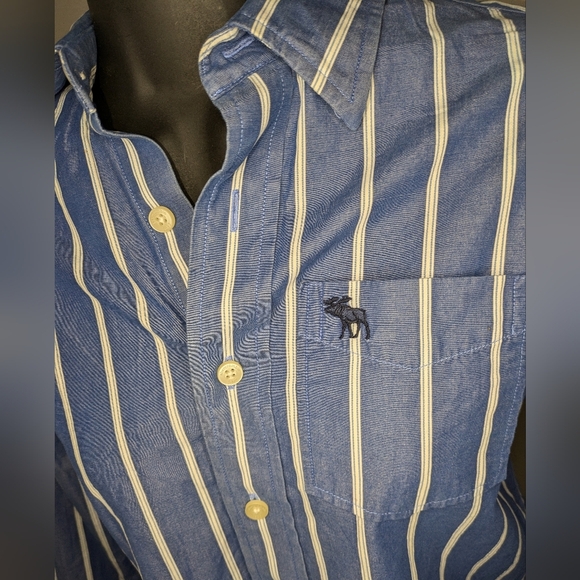 Abercrombie Blue and White Striped Button-Down | Vintage Y2K - Picture 4 of 8